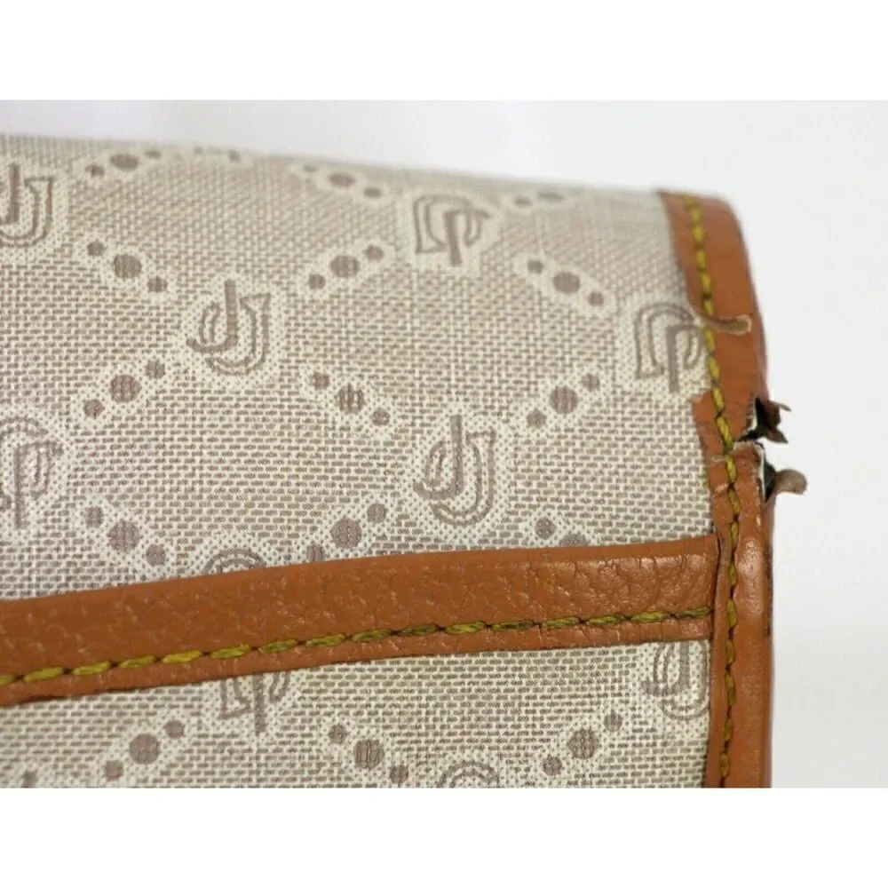 VTG JOE LEATHER HANDBAG SIGNATURE PVC BROWN LEATHER XBODY BAG SHOULDER BAG PURSE - Picture 8 of 11